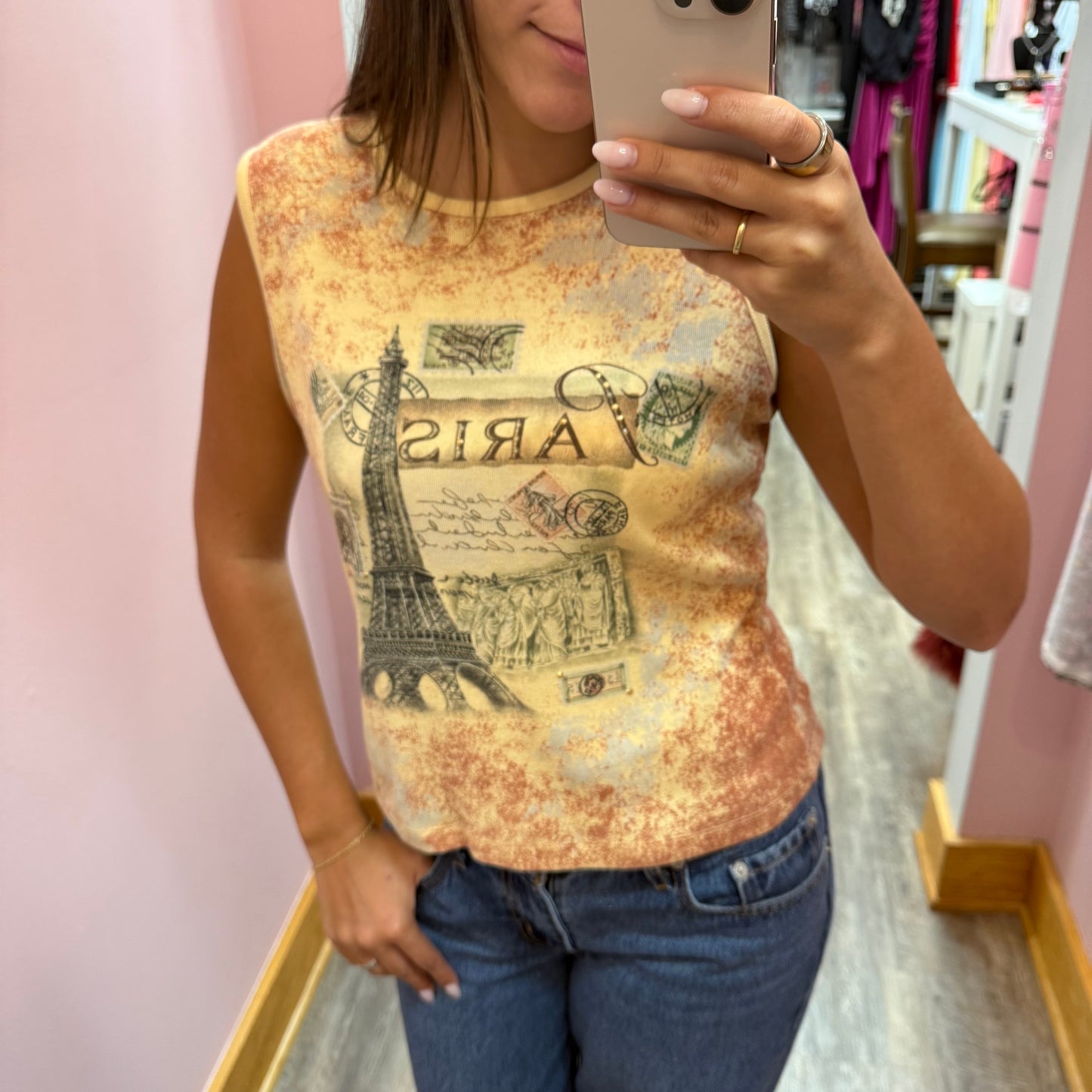 Paris Vintage Y2K Graphic Tank - Size Small