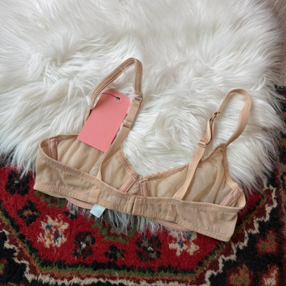 Beige Lace Rhinestone Bra - 34B