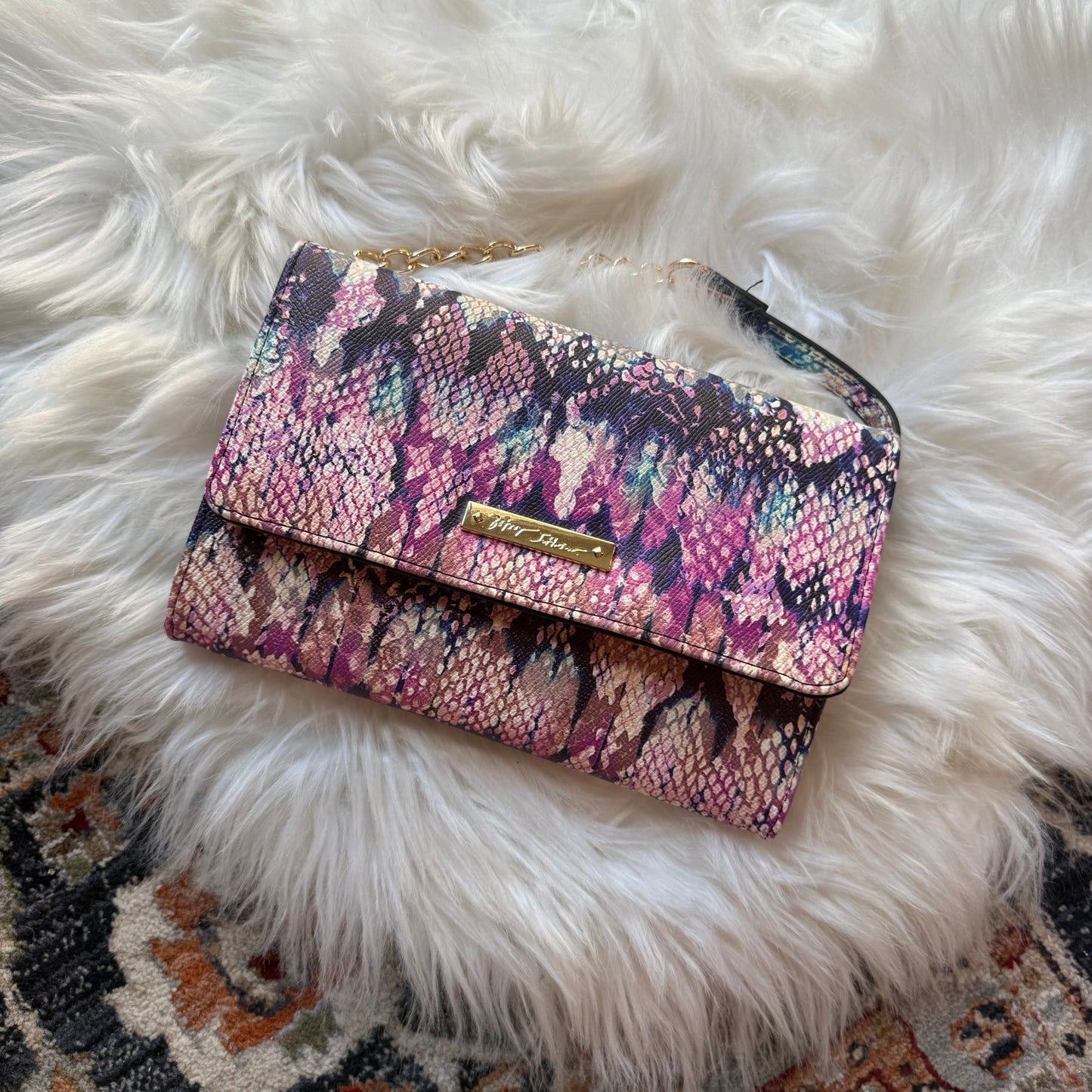 Betsey Johnson Colorful "Snakeskin" Print Handbag - New