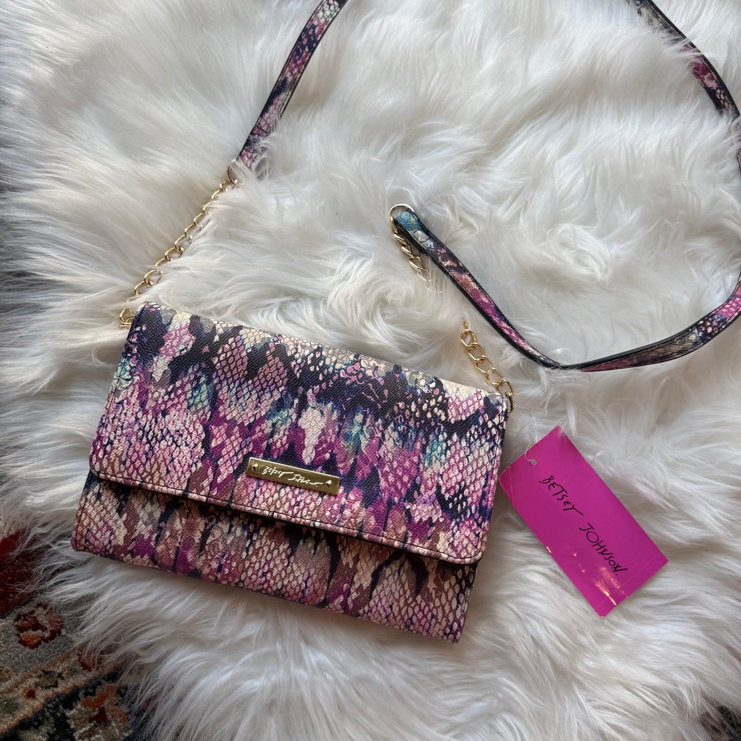 Betsey Johnson Colorful "Snakeskin" Print Handbag - New