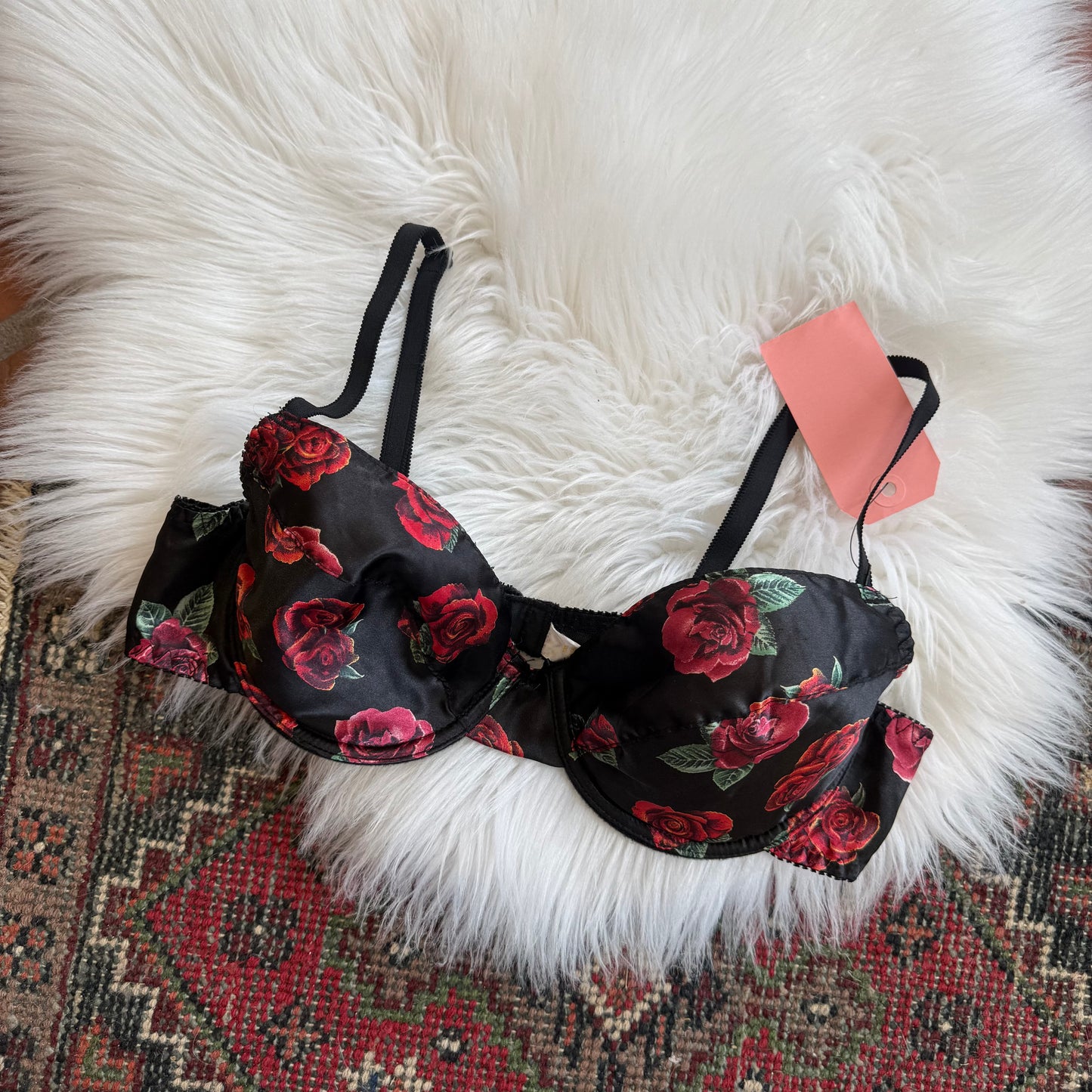 Vintage 1990s Red Rose Bra - 36C