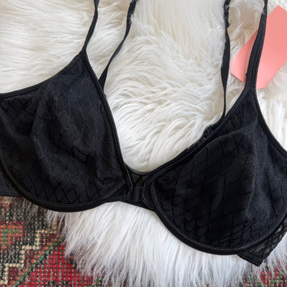 Warners Vintage Black Mesh Bra - 34C