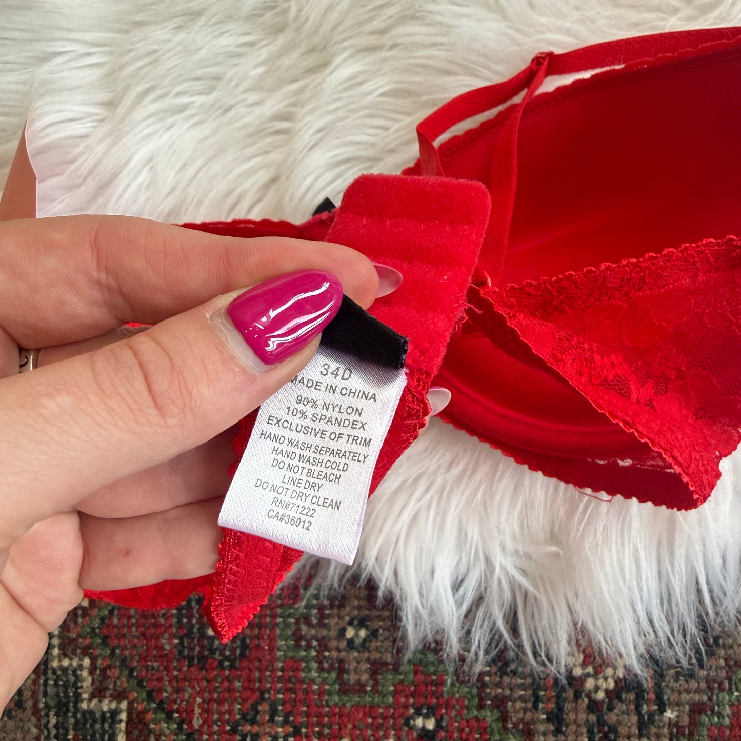 Vintage Y2K Red Bra - 34D