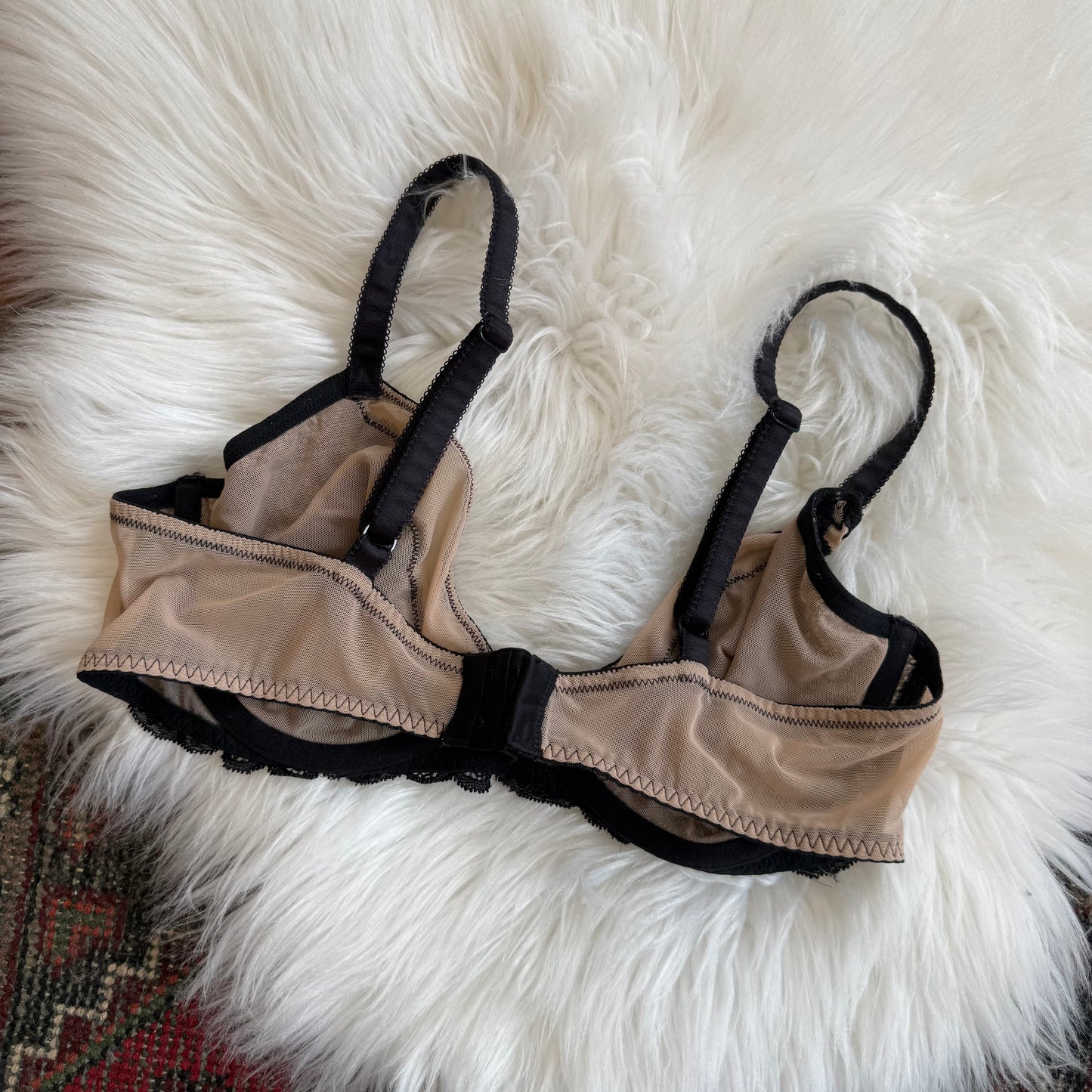 Lily of France Vintage Black Lace Bra - 38C