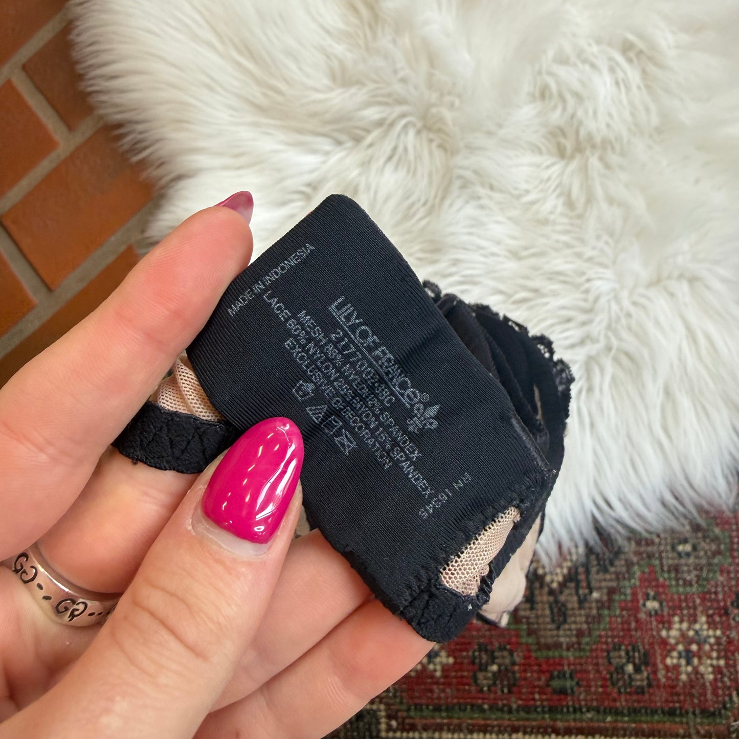 Lily of France Vintage Black Lace Bra - 38C