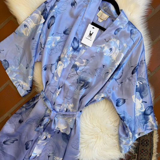 Vintage California Dynasty Watercolor Floral Semi Sheer Robe - OS