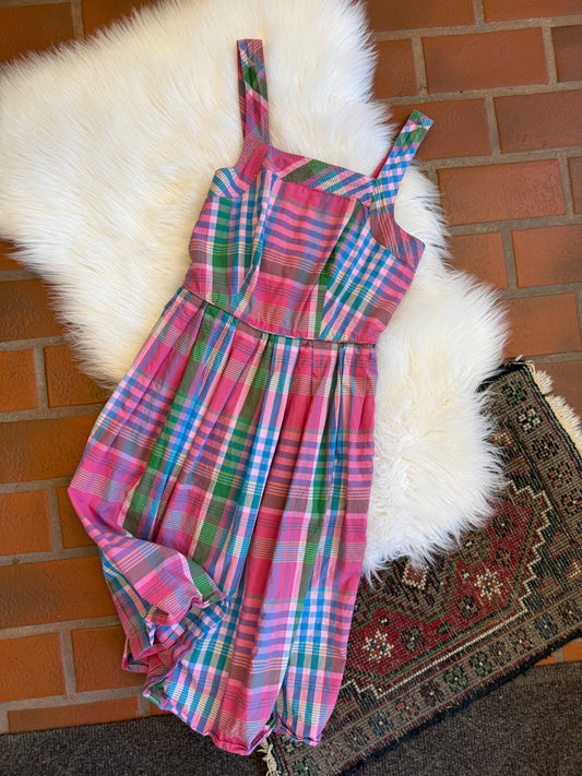 J. Crew Pink & Blue Plaid Summer Sundress - Size 00/XS