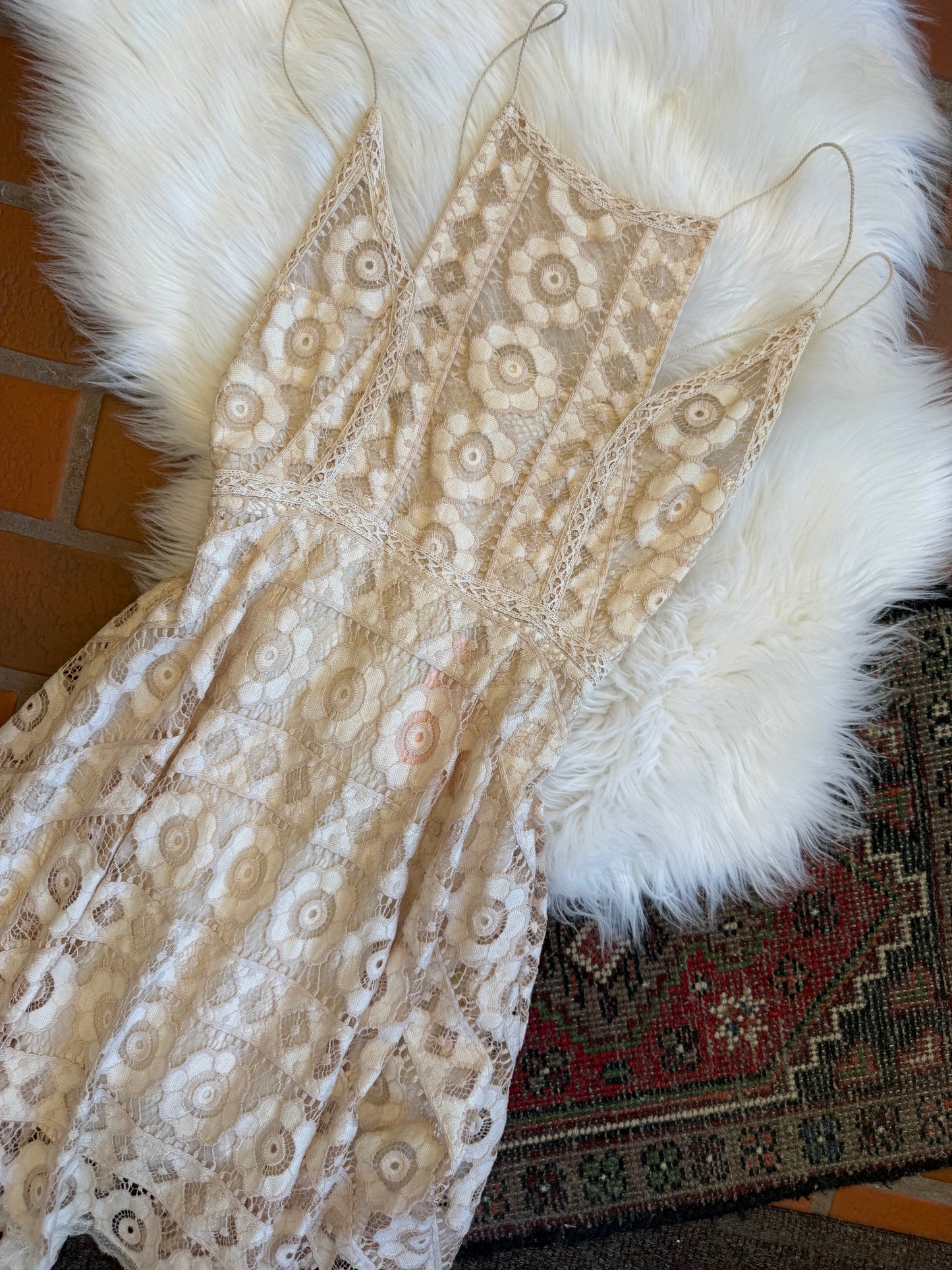 Free People White Lace "Just Like Honey" Dress - Tag Size 2