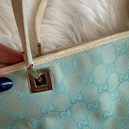 Authentic Gucci Vintage Pastel Blue Monogram Bucket Bag