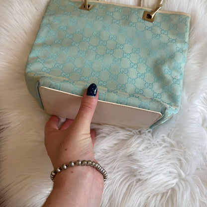 Authentic Gucci Vintage Pastel Blue Monogram Bucket Bag
