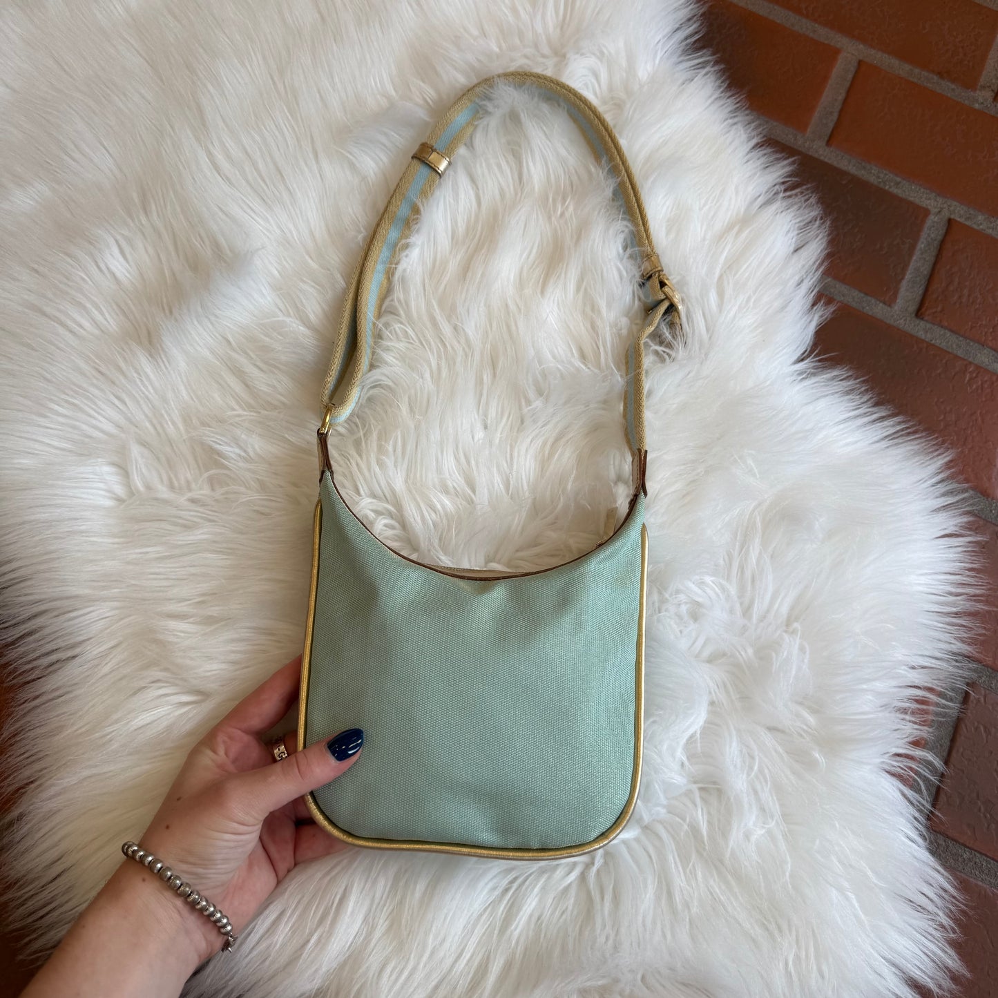 Authentic Gucci Vintage Pastel Blue Shimmer Mini Shoulder Bag