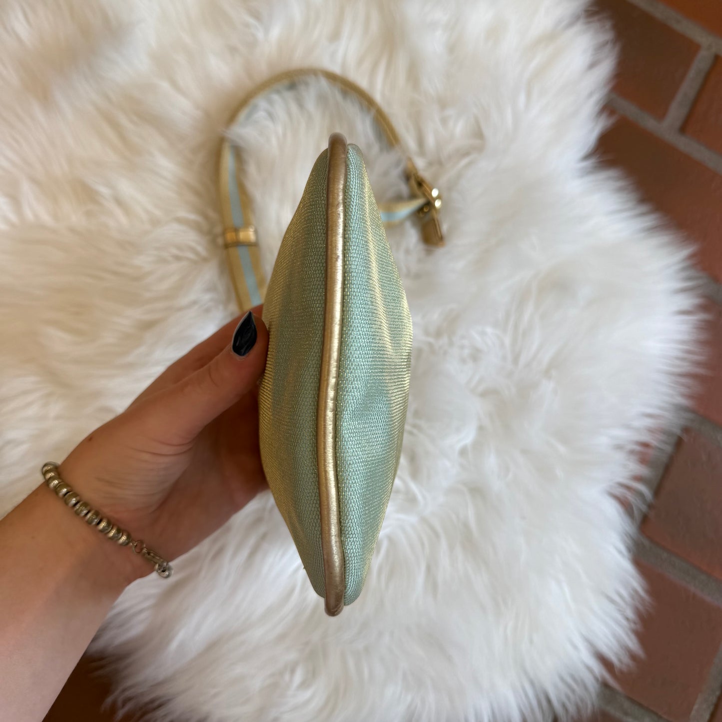 Authentic Gucci Vintage Pastel Blue Shimmer Mini Shoulder Bag