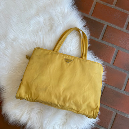 Authentic Prada Vintage Butter Yellow Tessuto Nylon Tote Bag