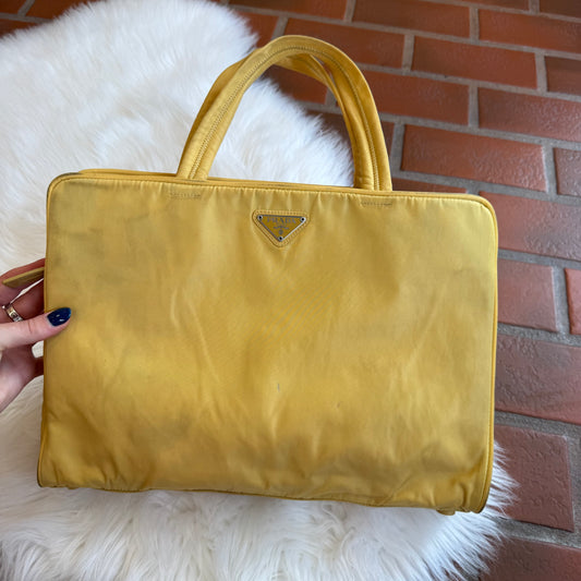 Authentic Prada Vintage Butter Yellow Tessuto Nylon Tote Bag