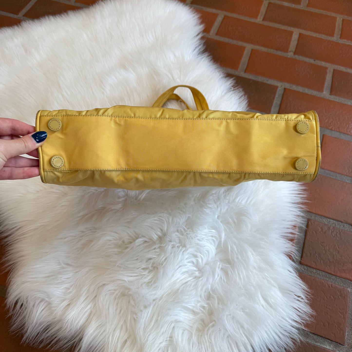 Authentic Prada Vintage Butter Yellow Tessuto Nylon Tote Bag