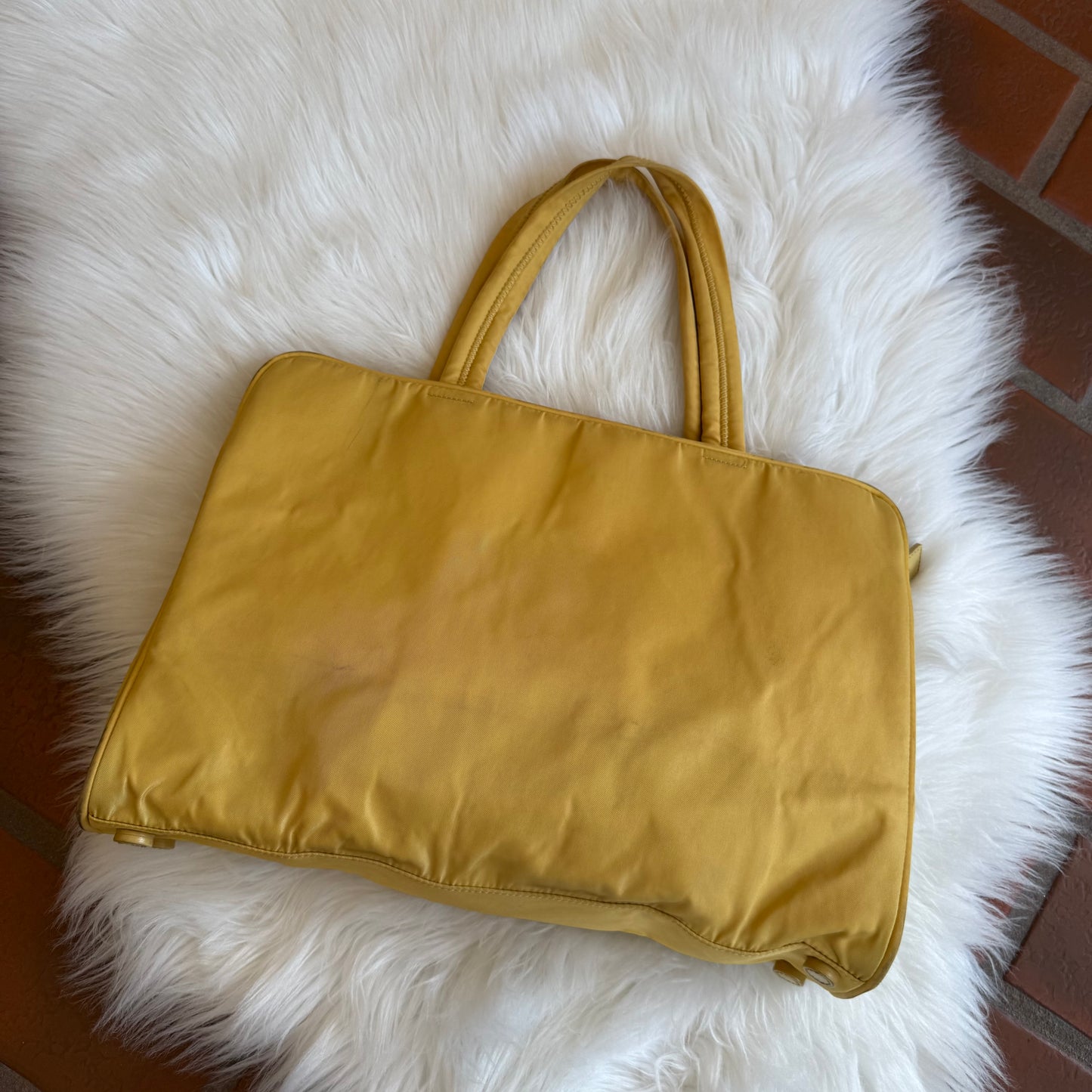 Authentic Prada Vintage Butter Yellow Tessuto Nylon Tote Bag