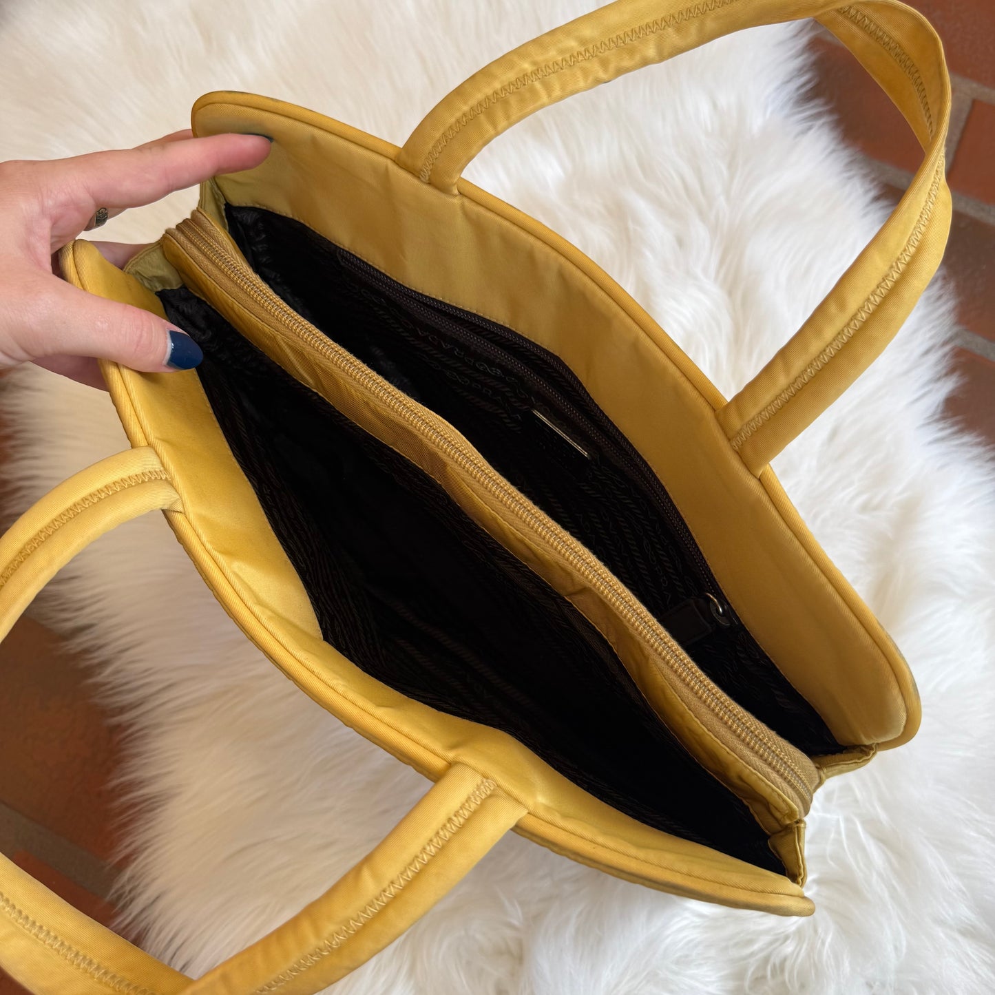 Authentic Prada Vintage Butter Yellow Tessuto Nylon Tote Bag
