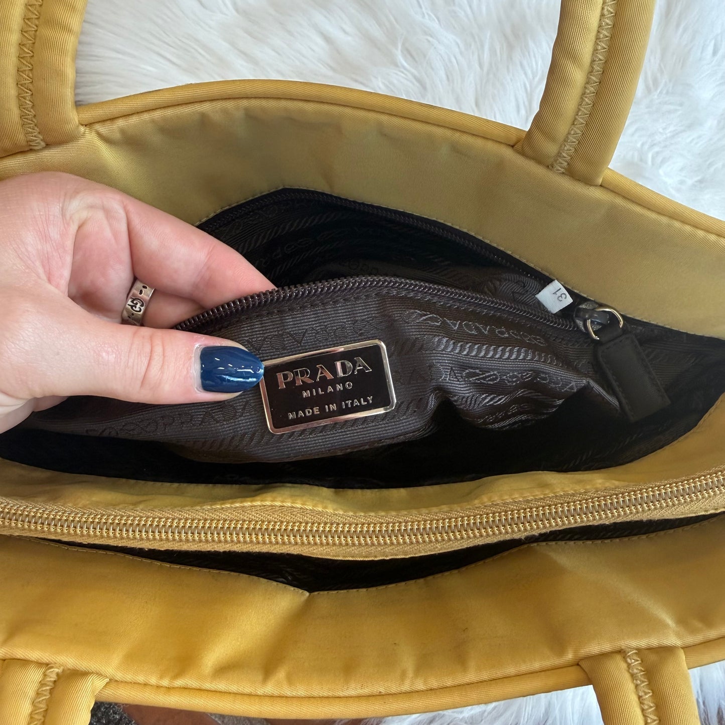 Authentic Prada Vintage Butter Yellow Tessuto Nylon Tote Bag