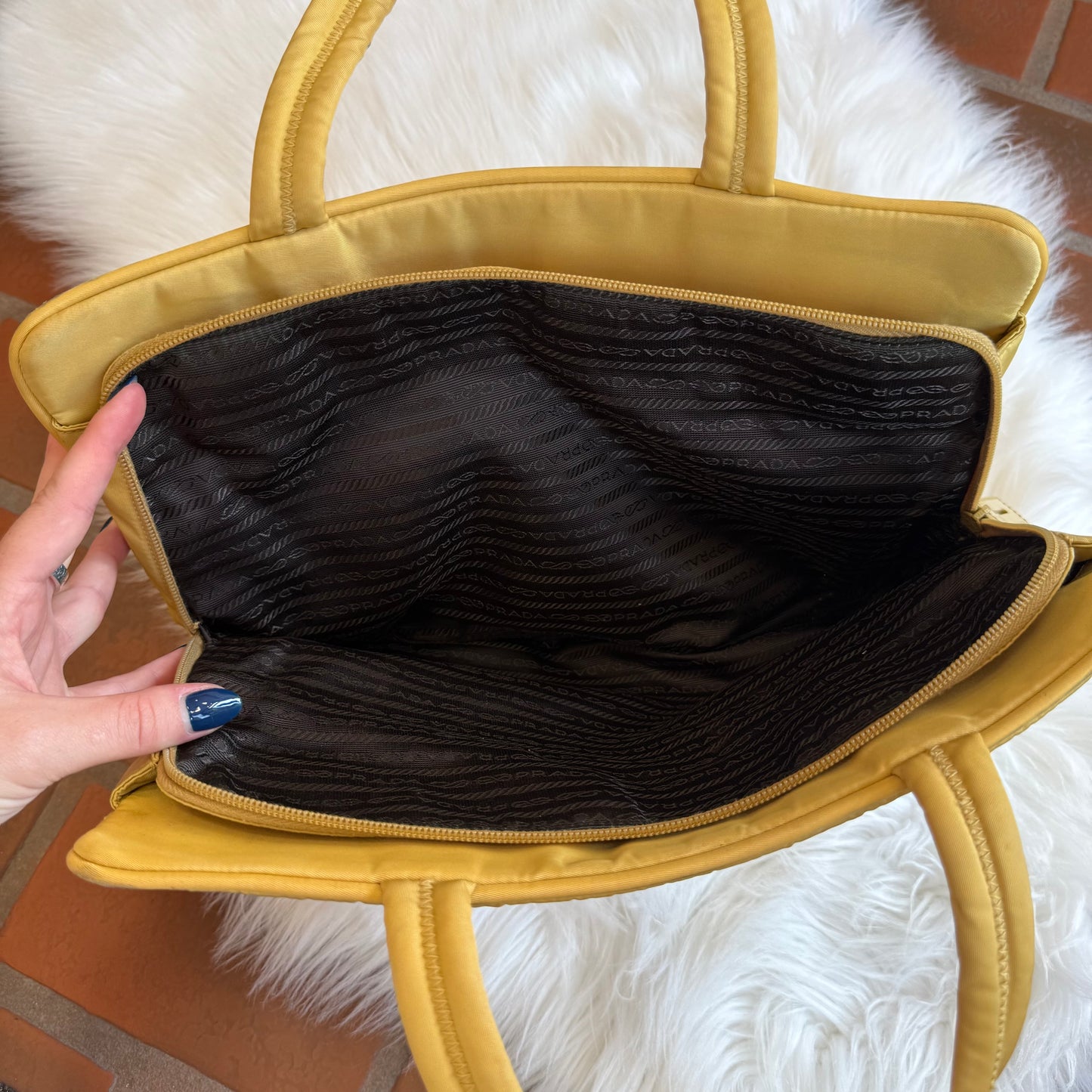 Authentic Prada Vintage Butter Yellow Tessuto Nylon Tote Bag