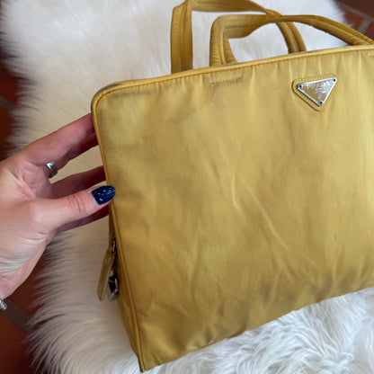 Authentic Prada Vintage Butter Yellow Tessuto Nylon Tote Bag