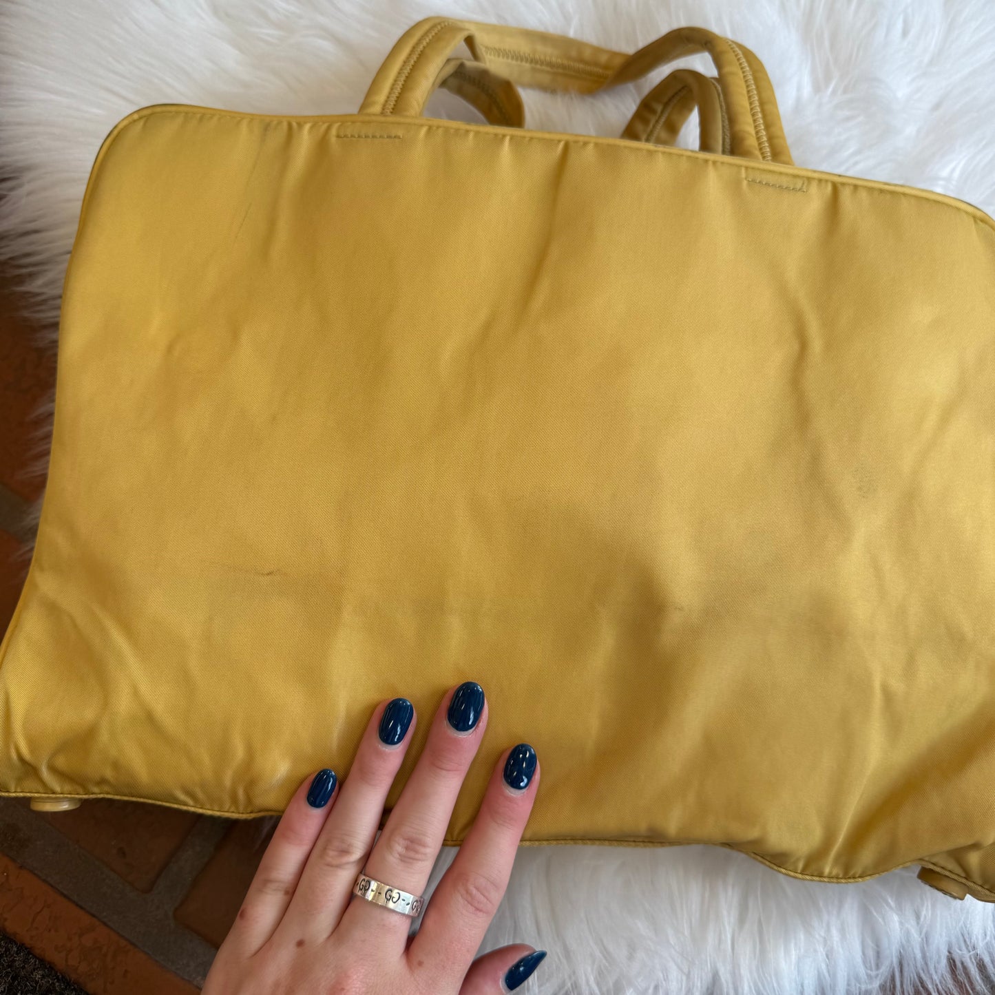 Authentic Prada Vintage Butter Yellow Tessuto Nylon Tote Bag
