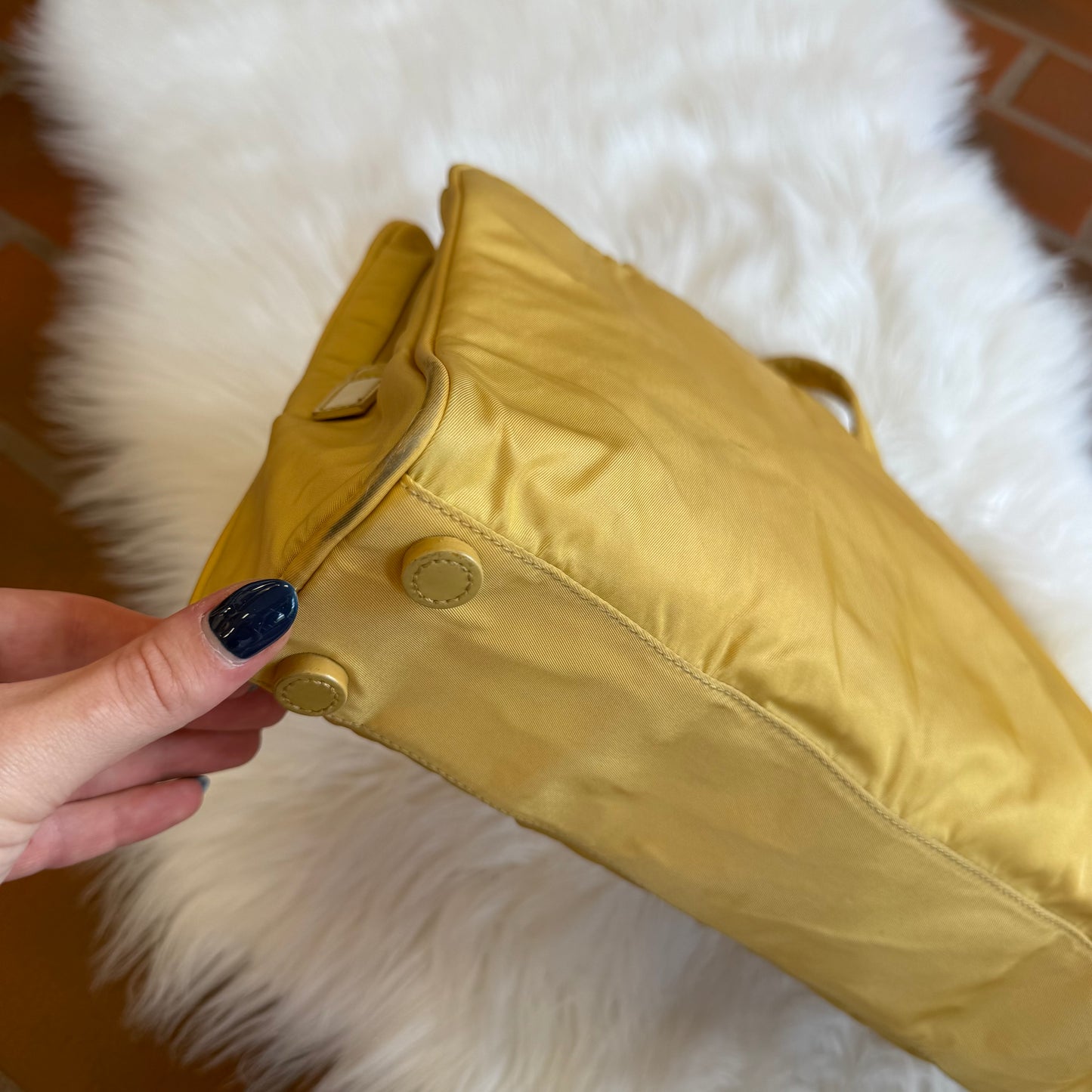 Authentic Prada Vintage Butter Yellow Tessuto Nylon Tote Bag