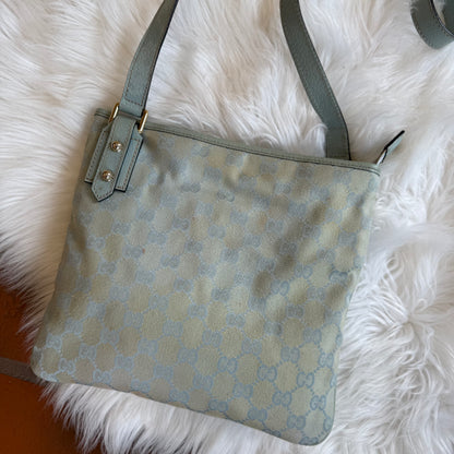 Authentic Gucci Vintage Pastel Blue Monogram Crossbody Bag
