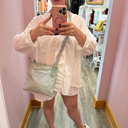 Authentic Gucci Vintage Pastel Blue Monogram Crossbody Bag