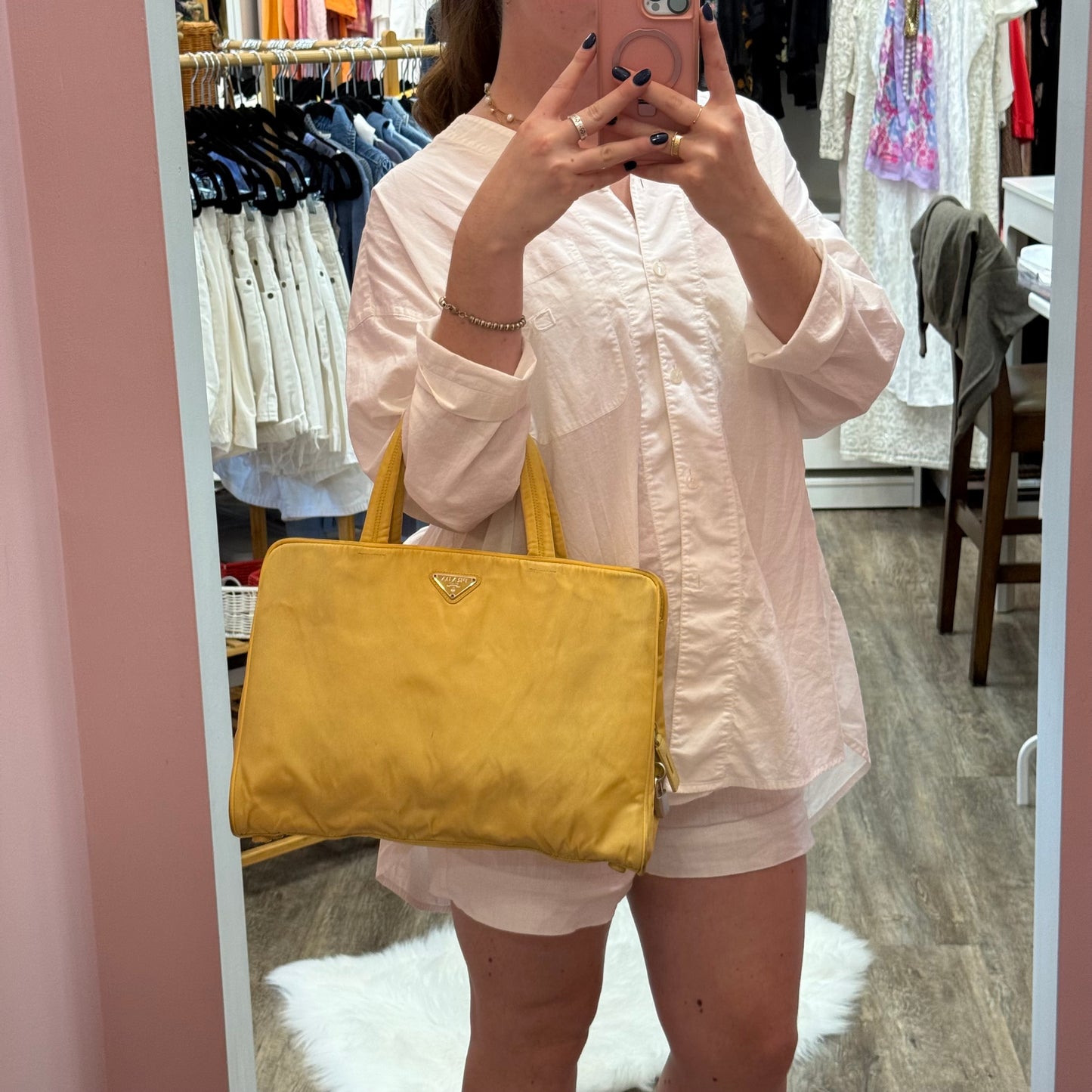 Authentic Prada Vintage Butter Yellow Tessuto Nylon Tote Bag