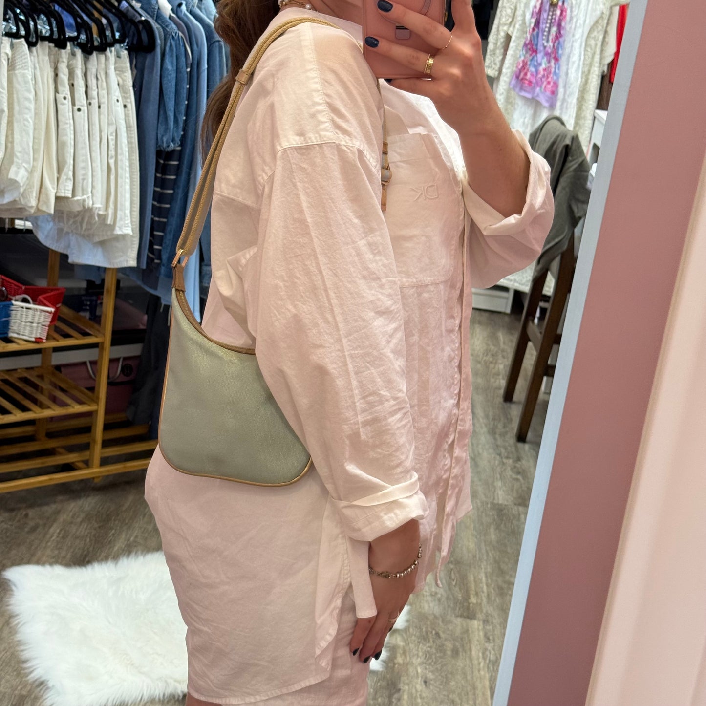 Authentic Gucci Vintage Pastel Blue Shimmer Mini Shoulder Bag