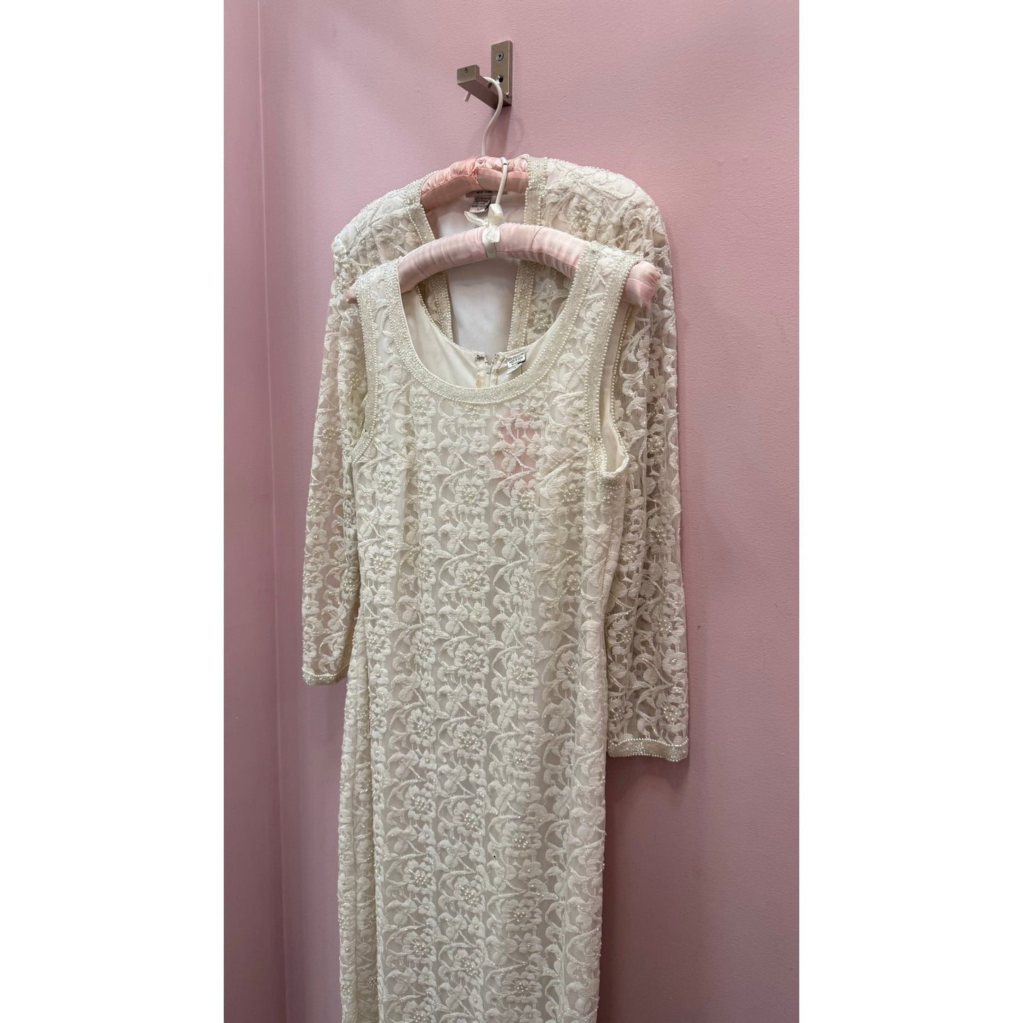 Vintage Laurence Kazar 2 Pc Beaded Bridal Set - Jacket and Dress Size L