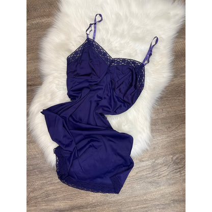 Vintage Royal Purple Nylon Gown - Size M