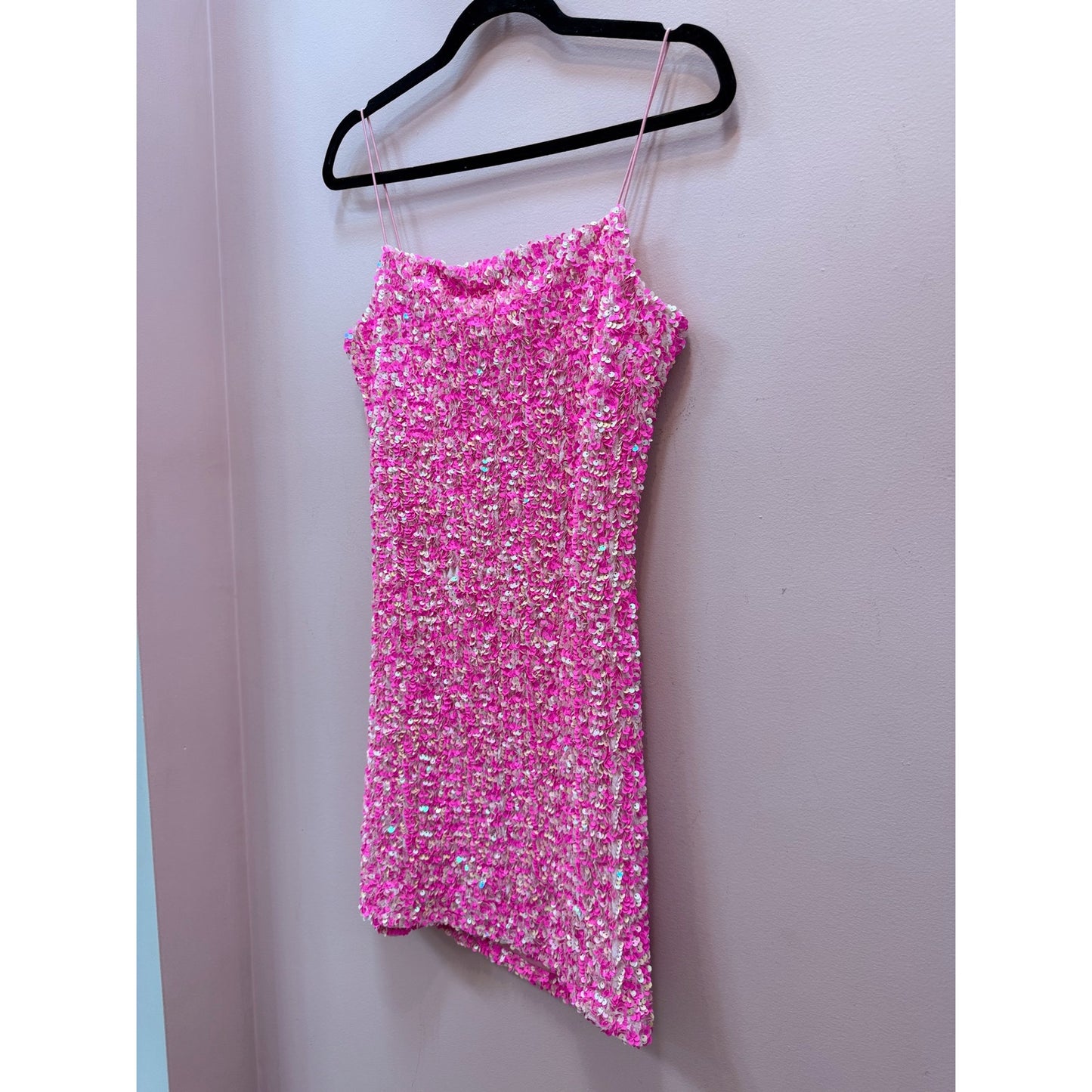 Thirty Thirty LA Pink Sequin Sparkle Club Vegas Bodycon Mini Dress - Size M