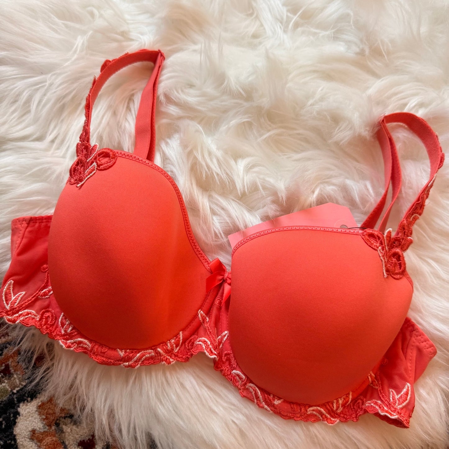 Simone Perele Designer Orange Lace Bra - 34D