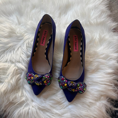 Betsey Johnson Vintage Purple Suede Bling Heels - Size 6
