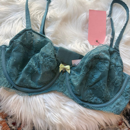 Victoria's Secret Body by Victoria "Unlined Demi" Blue Lace Bra - 36D