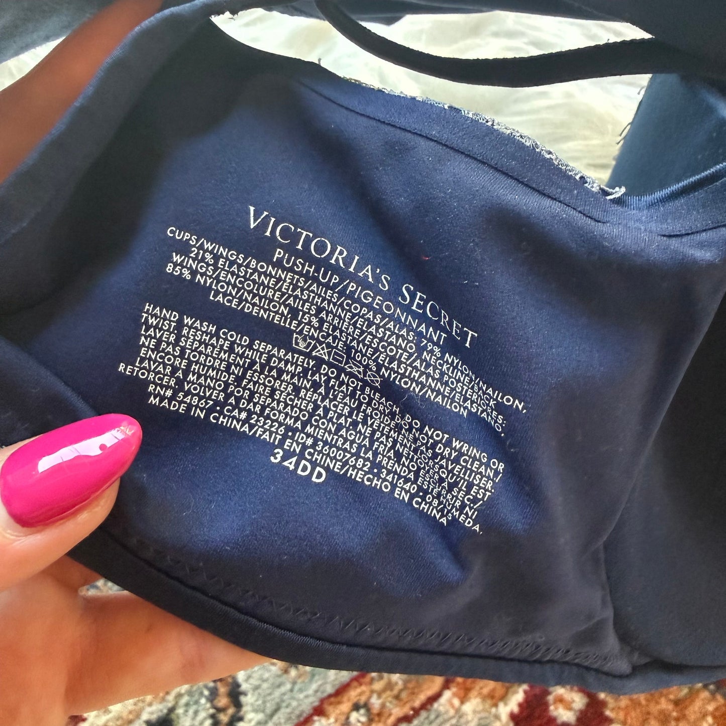 Victoria's Secret "Push Up" Navy Blue Bra - 34DD