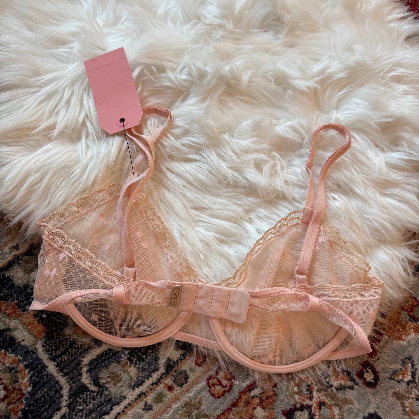 Eres Paris Designer Pink Delicate Lace Bra - 34D