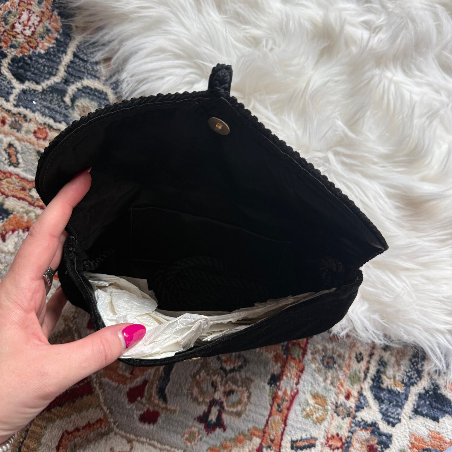 Vintage Black Velvet Tassel Evening Bag/Clutch