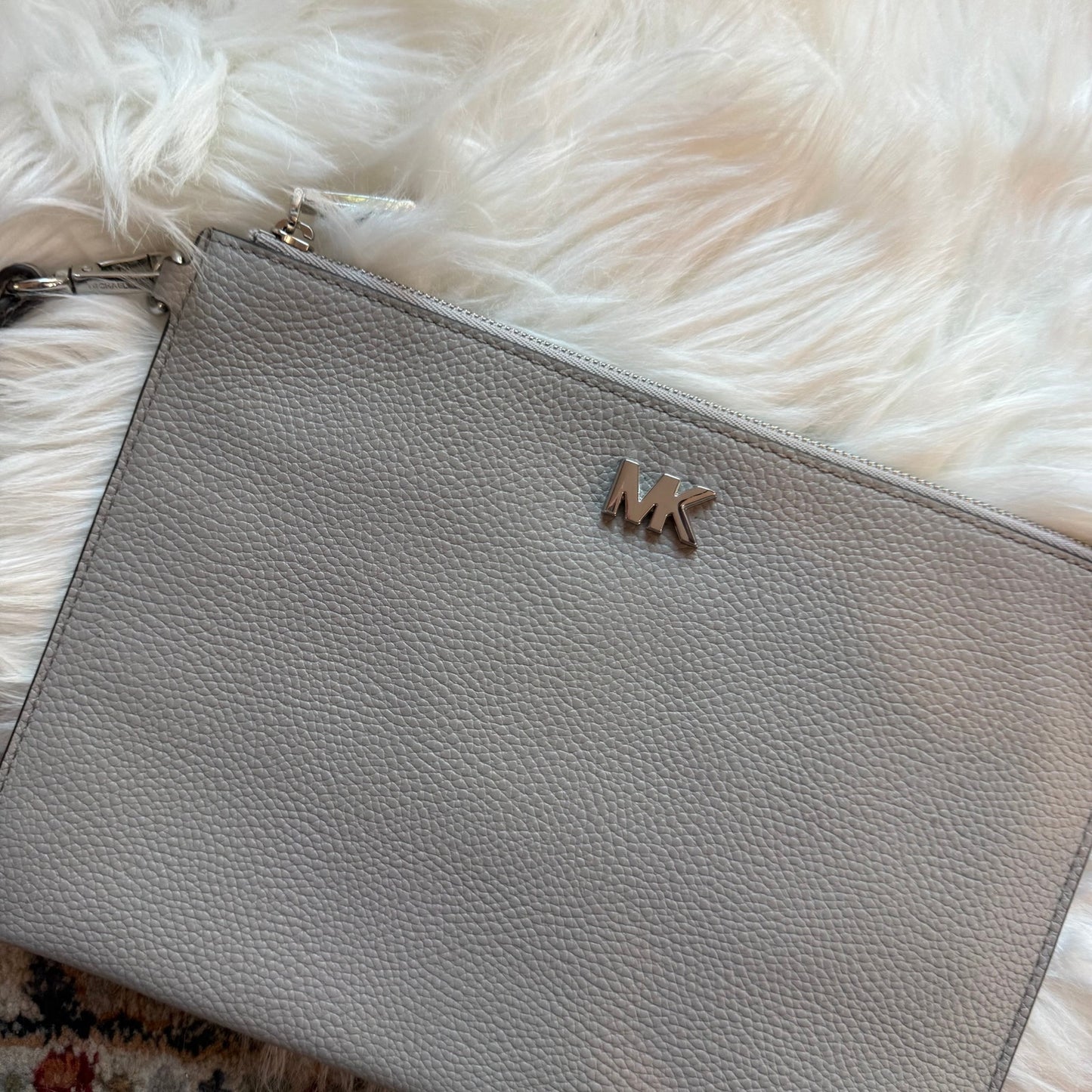 Michael Kors Grey Leather Clutch Bag/Wristlet