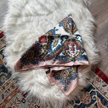 Vintage Paisley Print Regal Satin Scarf