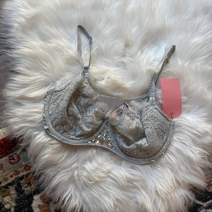 Victoria's Secret "Push up Without Padding" Convertible Silver Sparkle Bra - 32DD