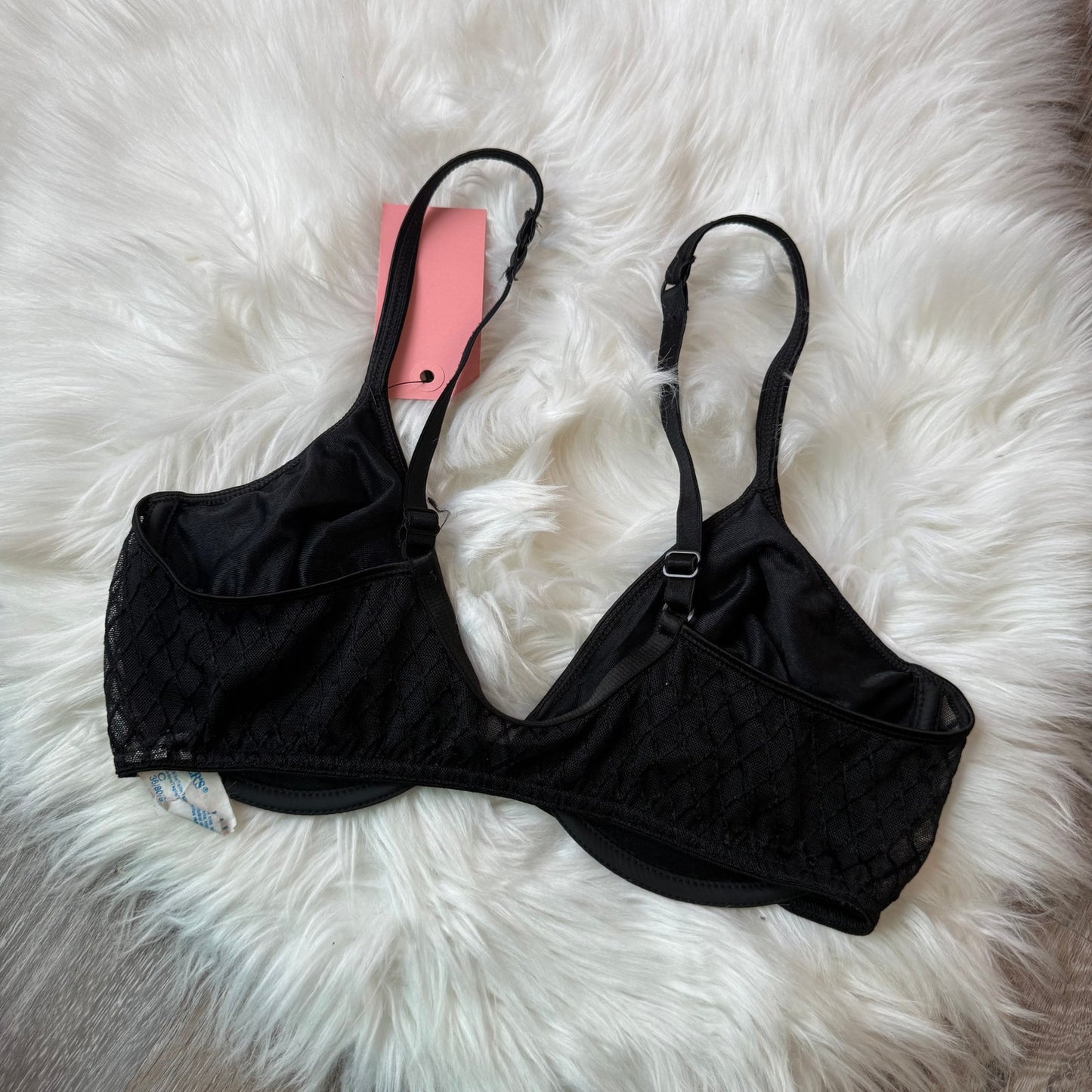 Warners Vintage Black Mesh Bra - 34C