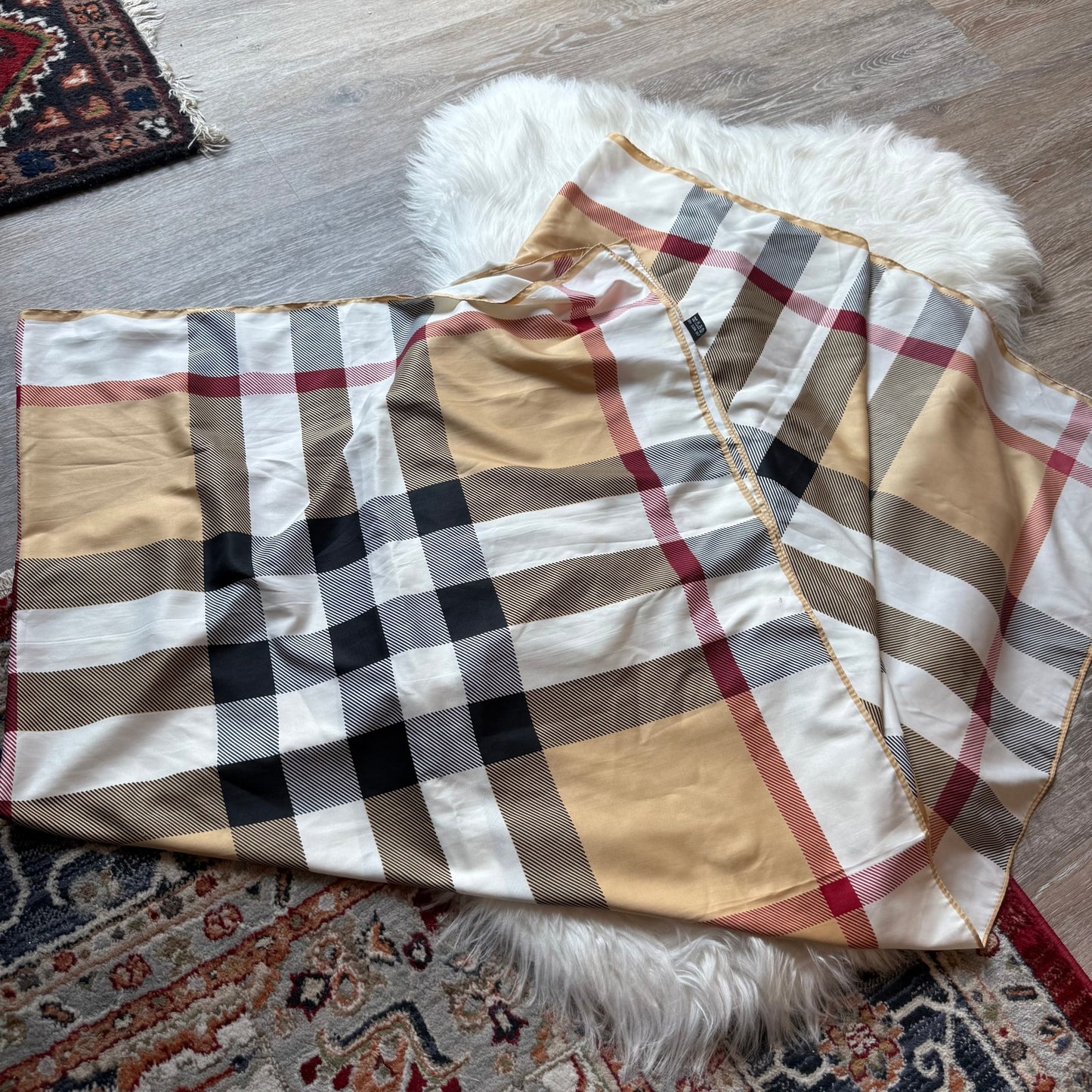 Vintage Plaid Silk Scarf