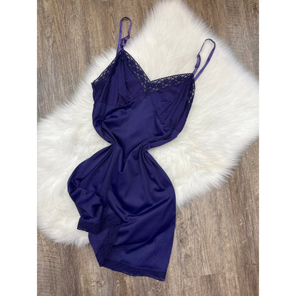 Vintage Royal Purple Nylon Gown - Size M