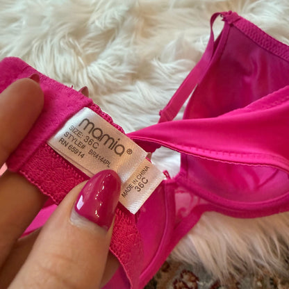 Vintage Y2K Hot Pink Satin Bra - 36C