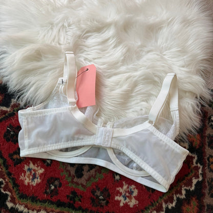 Lily of France Vintage White Lace Sheer Bra - 34D