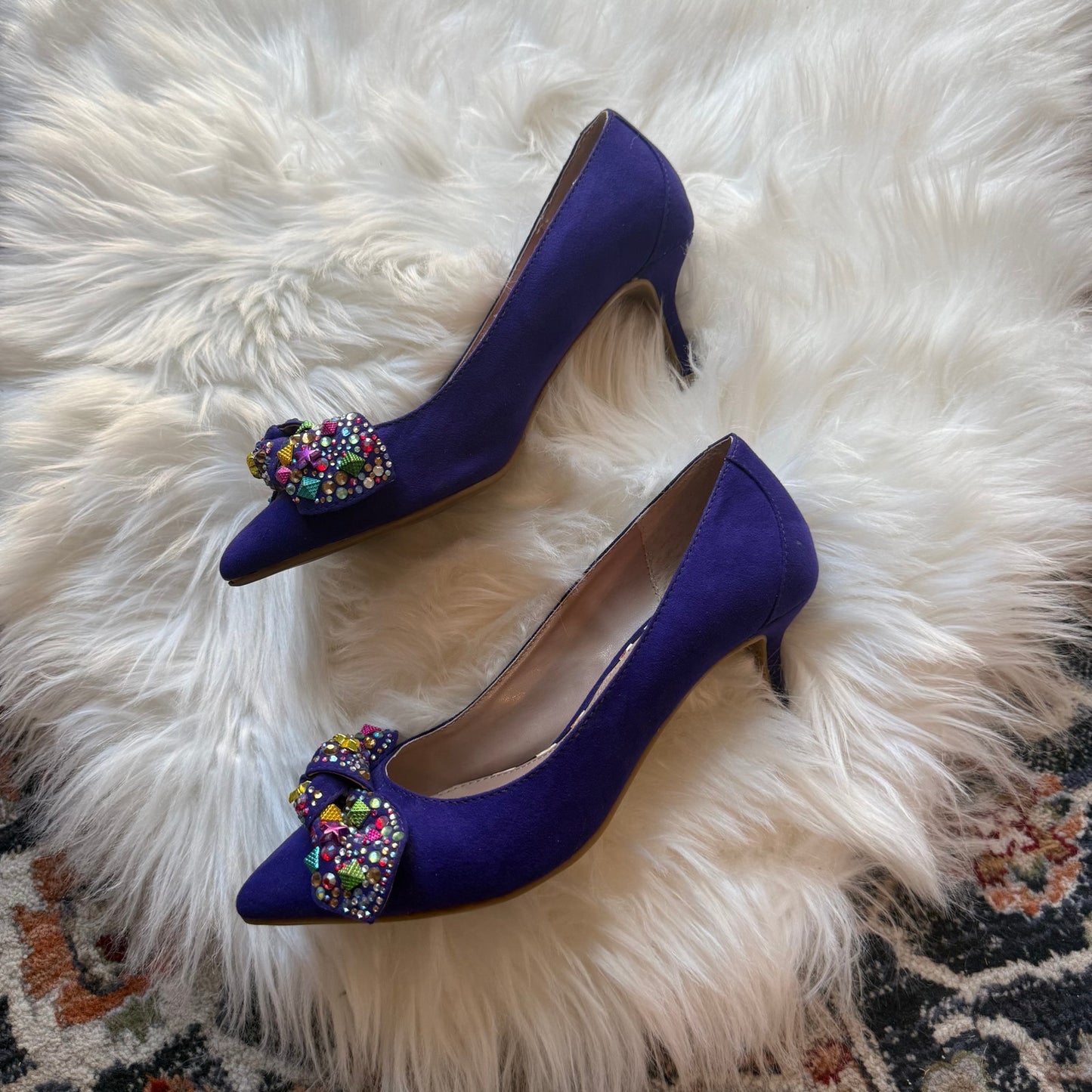 Betsey Johnson Vintage Purple Suede Bling Heels - Size 6