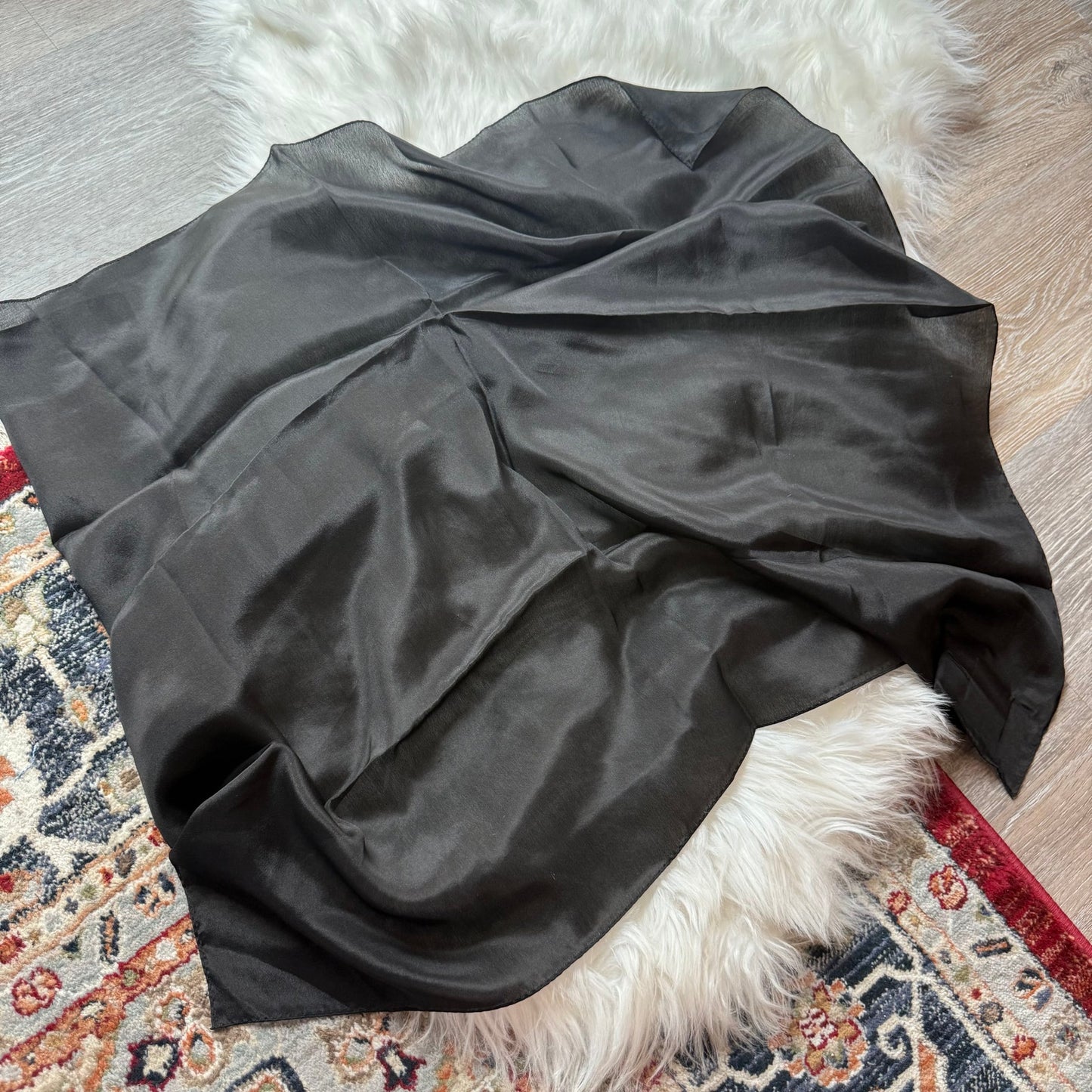 Vintage Black Silk Scarf