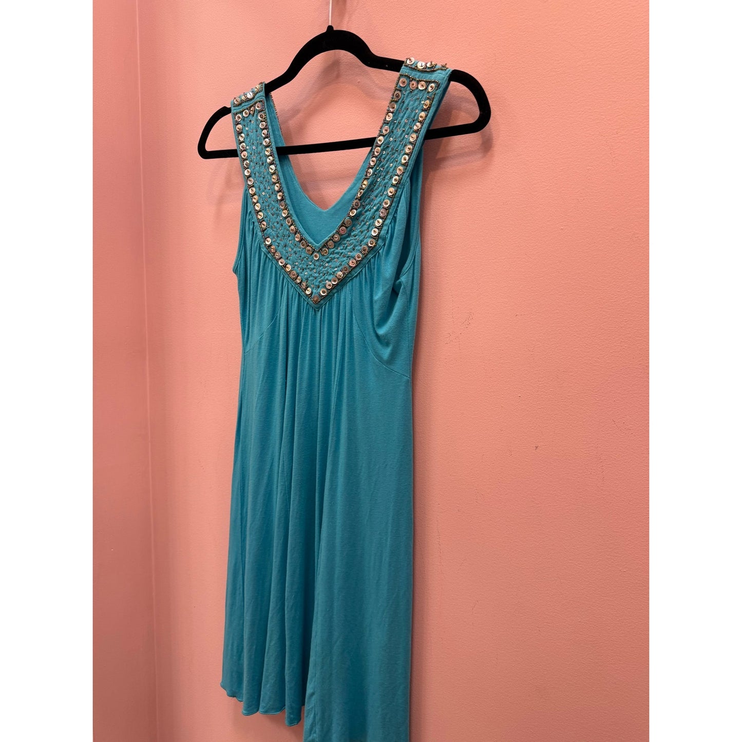 Vintage Y2K Beaded Mermaid Babydoll Sequin Shift Dress - Size S